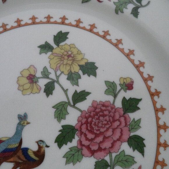 Mayer China Vintage Peacock Bird ceramic Set 2 floral Dinner Snack Salad 9" - Picture 5 of 14